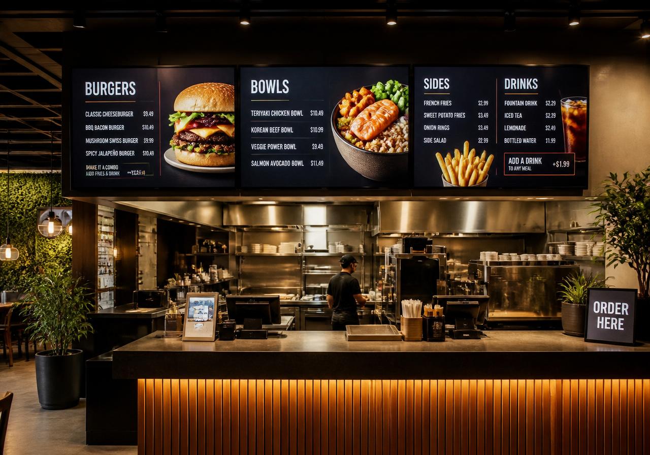 Restaurants digital signage example